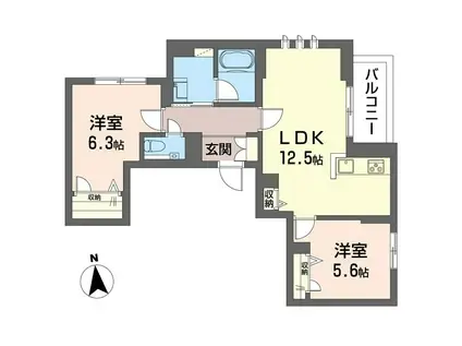 目黒ガーディアンヒルズ(2LDK/4階)の間取り写真