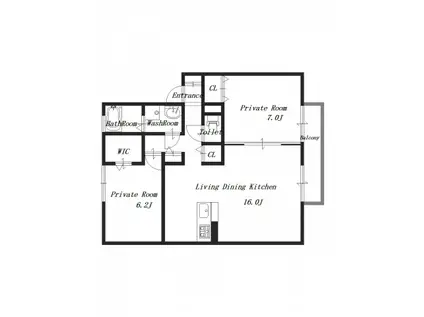 ディーグラフォートA(2LDK/1階)の間取り写真
