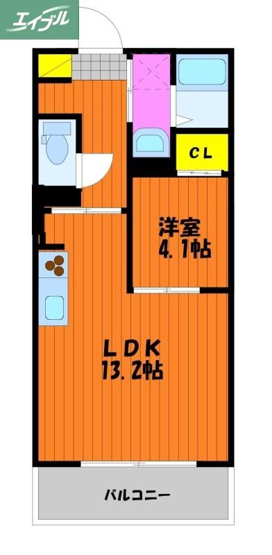 SIDE-S(1LDK/4階)の間取り写真