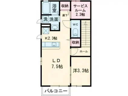 プランドールM(1SLDK/2階)の間取り写真