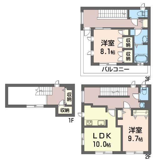 ラージフィールド(2LDK/1階)の間取り写真