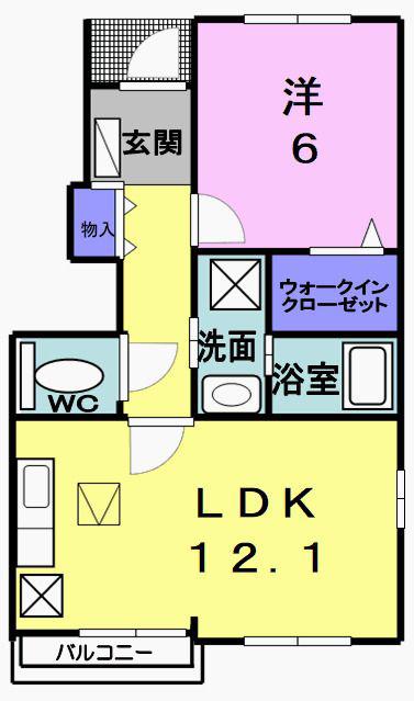 プレシャス阿古曽A(1LDK/1階)の間取り写真
