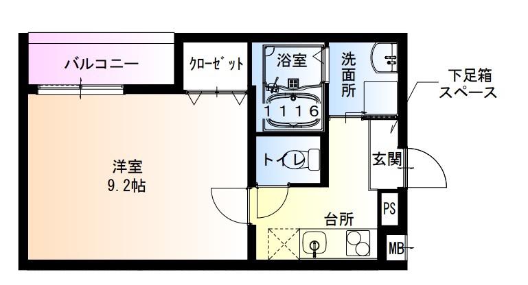 フジパレス東花園イースト(1K/3階)の間取り写真