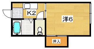 谷村ハイツ(1K/2階)の間取り写真