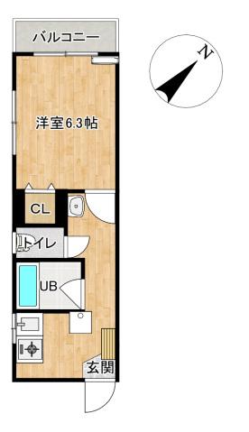 ソレアド高天(1K/3階)の間取り写真