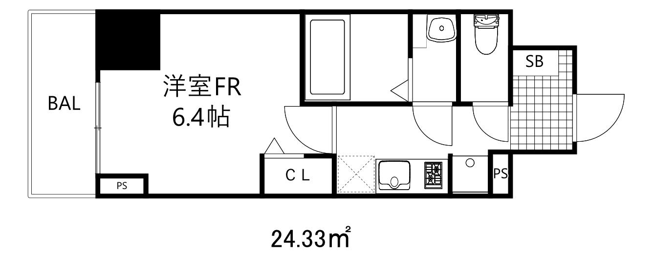 クレストタップディータ神戸西パークフロント(1K/13階)の間取り写真
