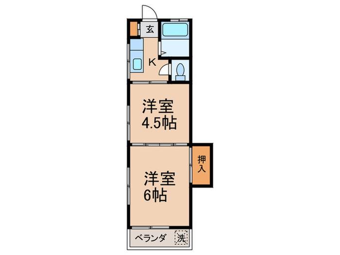 桜井ハイツ(2K/2階)の間取り写真