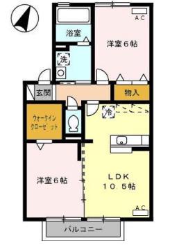 トレ・ピーニ(2LDK/2階)の間取り写真