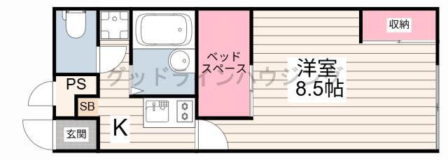 西之芝II号館(1K/2階)の間取り写真