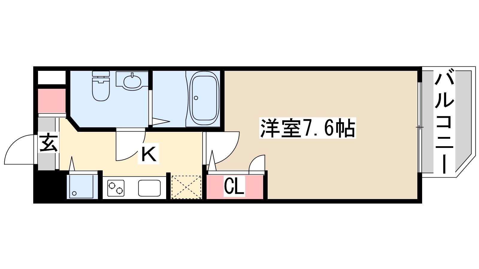 S-RESIDENCE神戸磯上通(1K/4階)の間取り写真