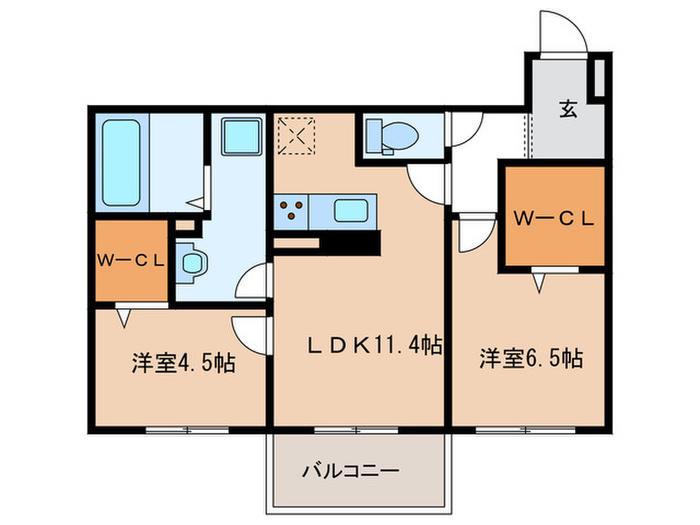 TOWN COURT(2LDK/1階)の間取り写真