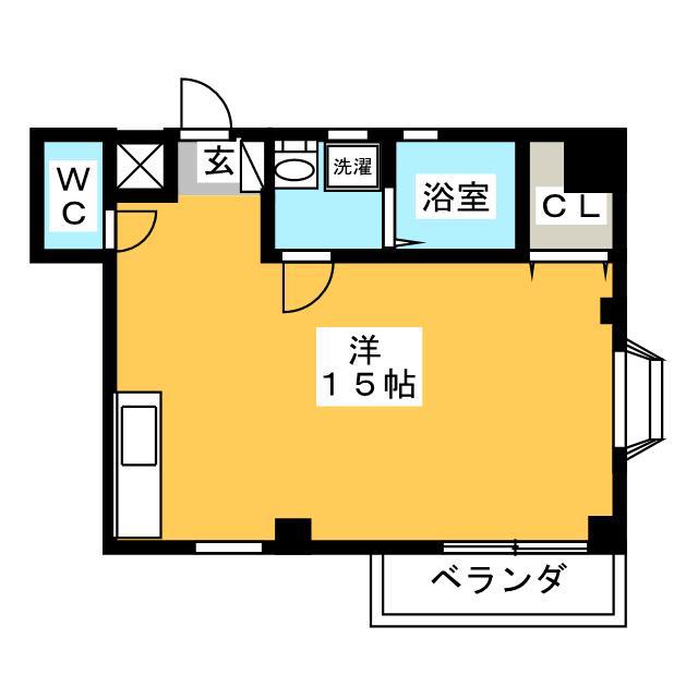 クレッセントハウス(ワンルーム/1階)の間取り写真