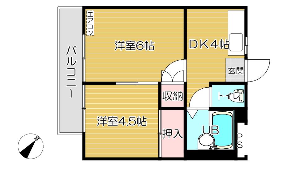 ハイツミタケ(2DK/2階)の間取り写真