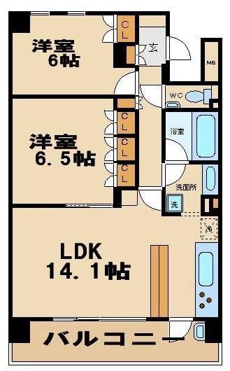 ガーデニエール砧レジデンス(2LDK/9階)の間取り写真
