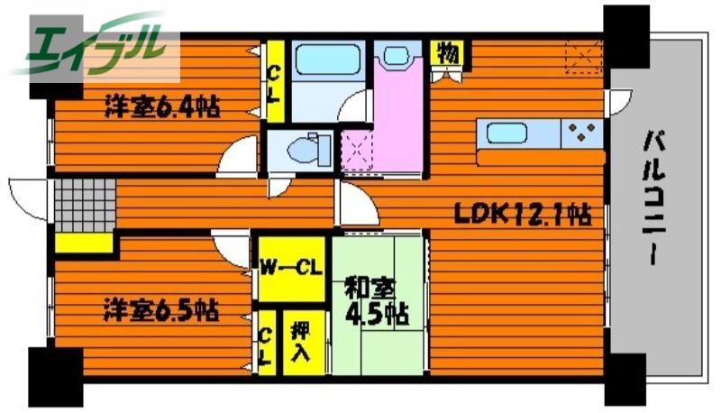 アルファステイツ国富II(3LDK/7階)の間取り写真