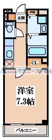 グリーンウィンド(1K/1階)の間取り写真