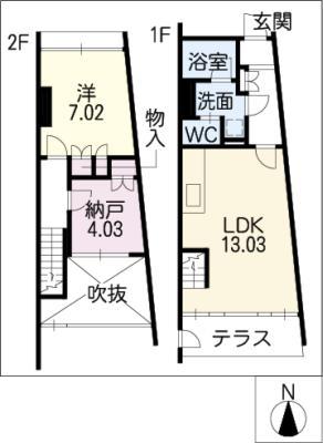 クララメゾネット(1LDK/2階)の間取り写真