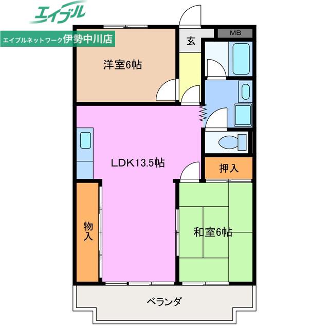 エスポア21(2LDK/3階)の間取り写真