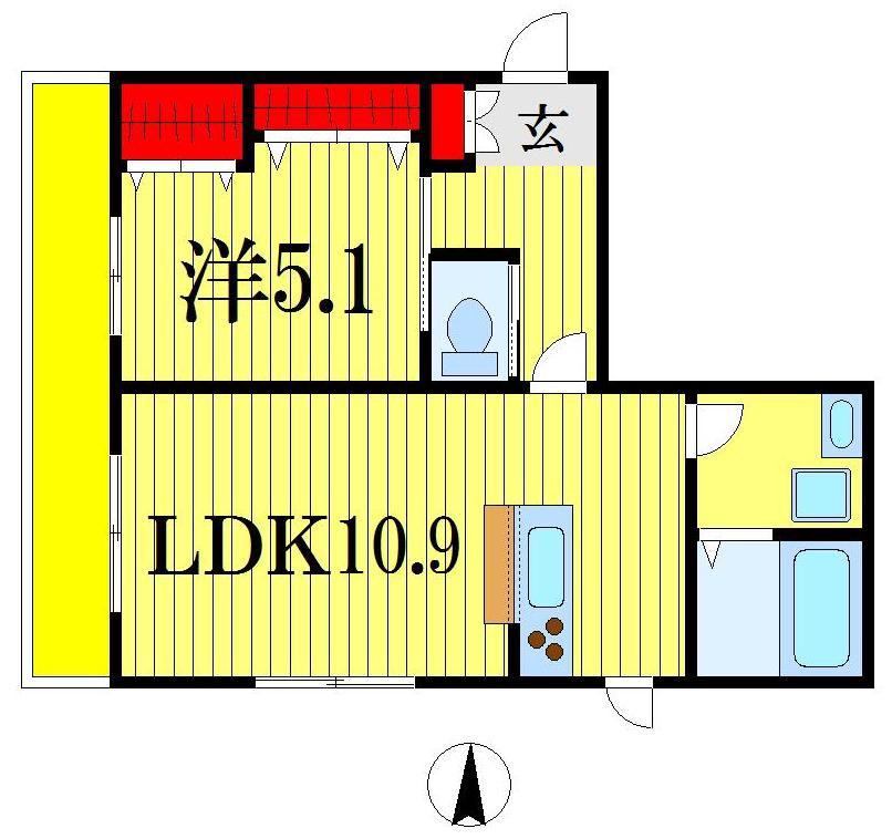 アローヒルズ(1LDK/3階)の間取り写真