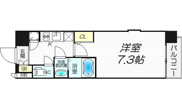 レジュールアッシュ福島CUEZ(1K/3階)の間取り写真