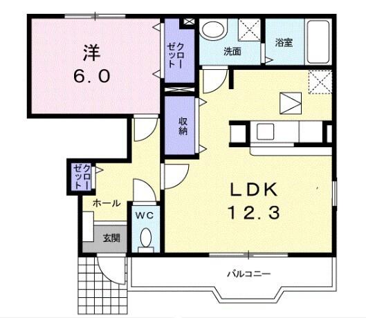 パラシオ(1LDK/1階)の間取り写真
