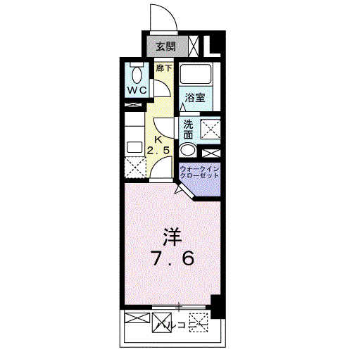 LINO(1K/5階)の間取り写真