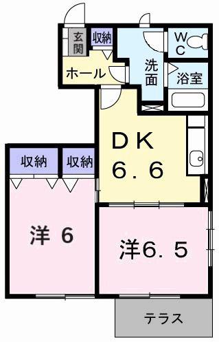 ヴィラ緑ヶ丘(2DK/1階)の間取り写真