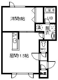 JUNES(1LDK/2階)の間取り写真