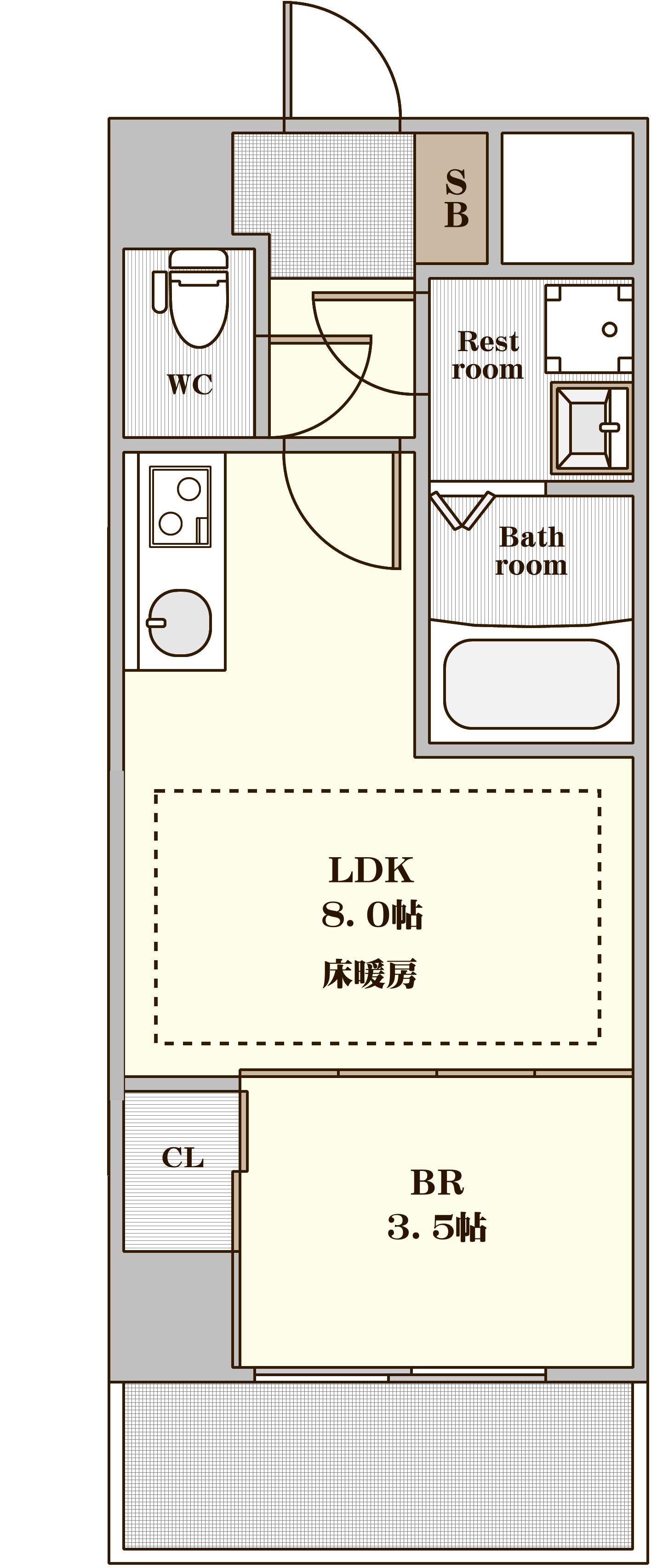 MSPALAZZO HATKOBE(1LDK/3階)の間取り写真