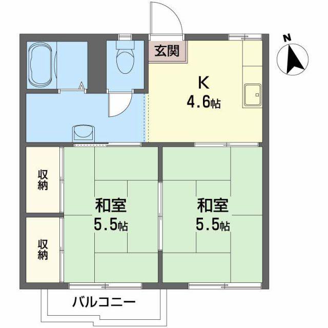 フレグランス黒松(2K/2階)の間取り写真