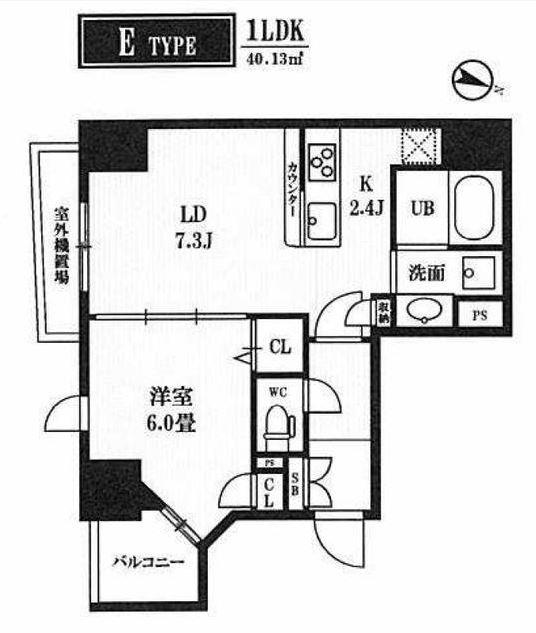 ピークス神田(1LDK/7階)の間取り写真
