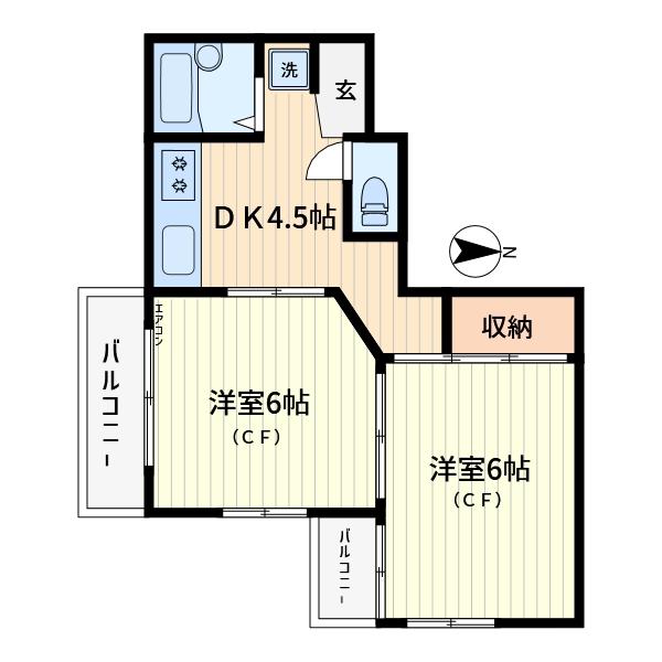ドミール光陽(2DK/3階)の間取り写真