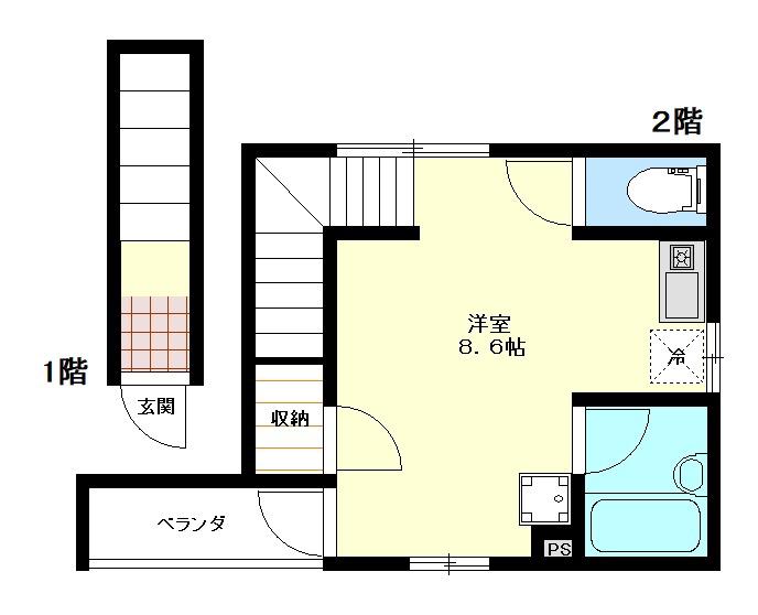 IKフラット3(ワンルーム/2階)の間取り写真