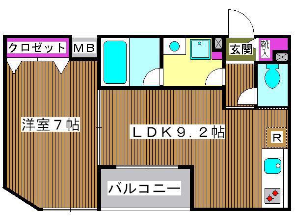 クイーンシティ板橋本町ラディウス(1LDK/2階)の間取り写真