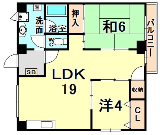 山田マンション(2LDK/2階)の間取り写真