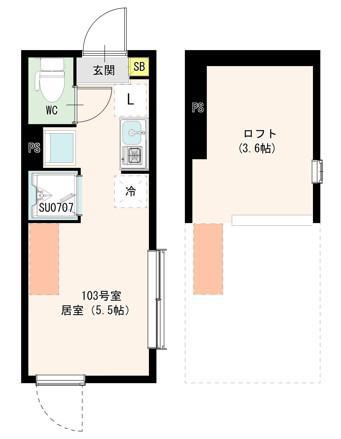 HARUMI上高井戸(ワンルーム/1階)の間取り写真