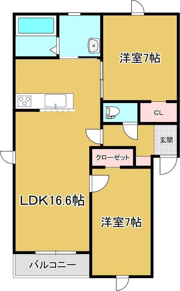 DOLCE BOSCO(2LDK/2階)の間取り写真