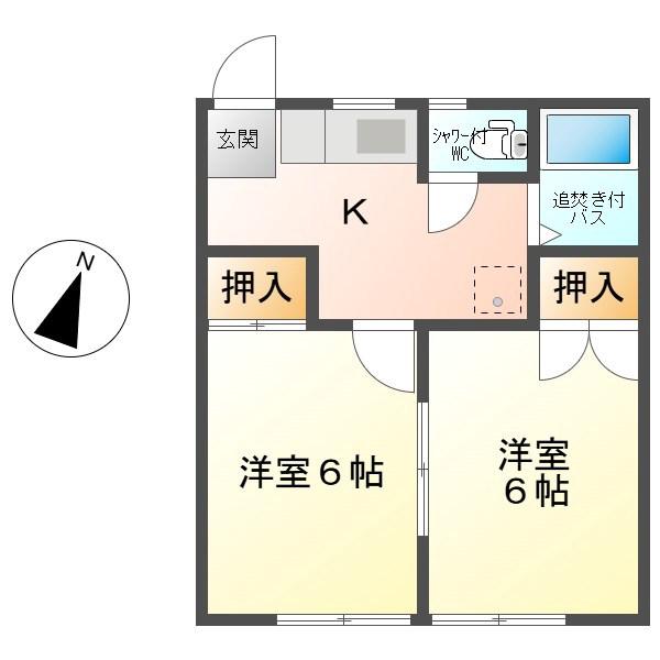 コーポY(2K/1階)の間取り写真