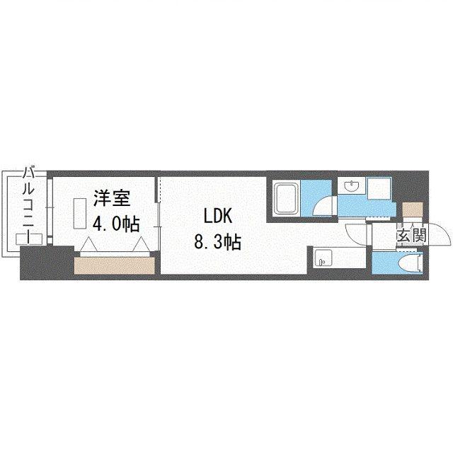 コンフォリア西天満(1LDK/8階)の間取り写真