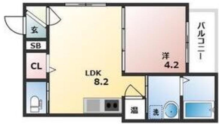 GRANDIR近大前(1LDK/1階)の間取り写真