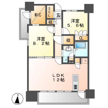 アンアージュ白壁(2LDK/6階)の間取り写真