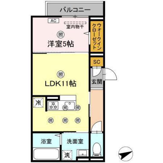 CAMPANELLA船越(1LDK/2階)の間取り写真