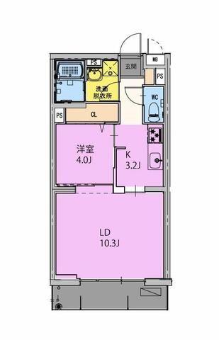 GRAND NINE南宮崎(1LDK/1階)の間取り写真