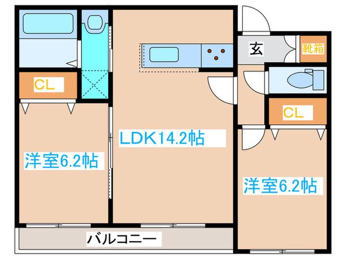 CORUSCANT TSUKISAMU(2LDK/3階)の間取り写真