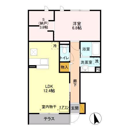 シエルツリー II(1SLDK/1階)の間取り写真