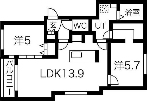 カレラ山の手(2LDK/2階)の間取り写真