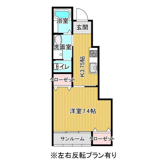 エスペランサ東中津(1K/1階)の間取り写真