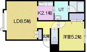 ラピタ恵み野(1LDK/2階)の間取り写真