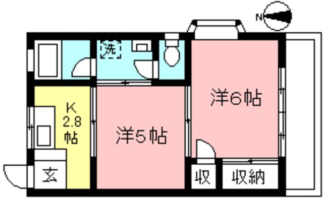 Mフラッツ(2K/2階)の間取り写真