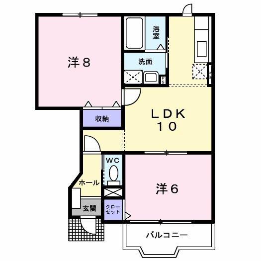 サンリット大道A(2LDK/1階)の間取り写真